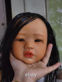 Brown Skin African Girl 30 Reborn Baby Doll Kit Artist Painted Hand-Rooted Hair