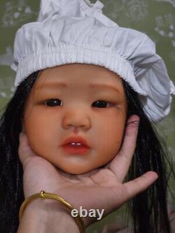 Brown Skin African Girl 30 Reborn Baby Doll Kit Artist Painted Hand-Rooted Hair