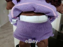Cabbage Patch Kids Single-Tooth Headmold #5 AA Popcorn in Purple Knit Duck Dress