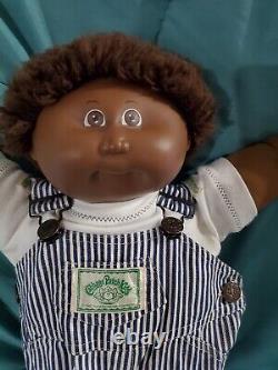 Cabbage Patch kid Doll AA Fuzzy Hair Boy htf engineer Rail Road overalls 1983