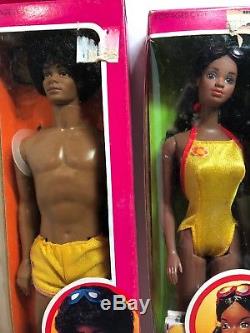 Christie & Ken Barbie Dolls 1981 African American Sunsational Malibu Dolls Nib