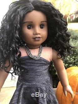 Custom American Girl, African American Gabriela, New kinky black wig, dark skin