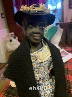 Custom Art Doll 16 Rare Ooak African Americana Folk Art Painting Wow
