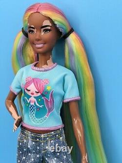 Custom Barbie Doll Reroot Pastel Rainbow Vitiligo Petite Fashionistas Pride ooak