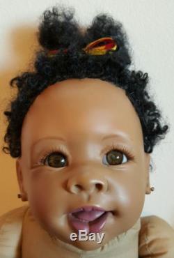 Custom Reborn Newborn baby girl doll African American black doll OOAK adorable