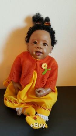 Custom Reborn Newborn baby girl doll African American black doll OOAK adorable