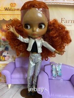 Disco Blythe Doll, African American, Blythe Doll with Earrings & Stand. Icy