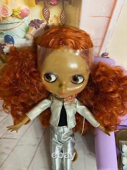 Disco Blythe Doll, African American, Blythe Doll with Earrings & Stand. Icy