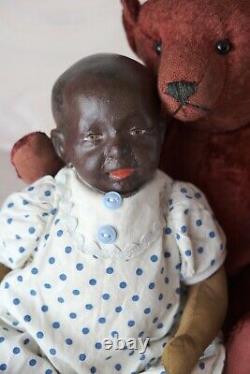 Early Antique Rare Kaiser Face Composition Black Baby Doll KR Kammer Reinhardt