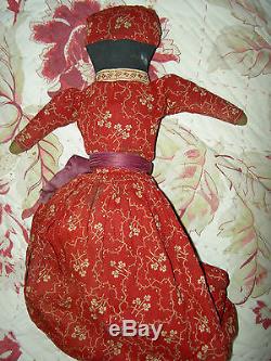 Early antique Americana TOPSY-TURVY African American primitive cloth doll 12 1/2