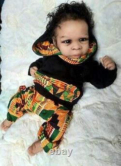 Ethnic reborn baby doll DeShawn By Jorja Pigott