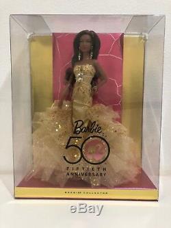 Fiftieth Anniversary Barbie Doll Gold Glamour Collector African American AA 50