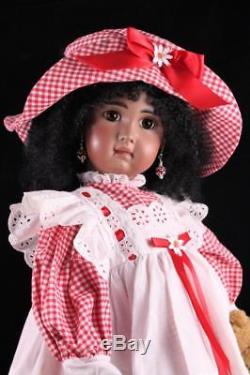 French Mulatto Jumeau Doll Black African American Compo Body Antique Repro By DM