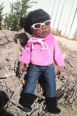 Gotz Nina Hannah 18 Doll Black African American Hard Vinyl Poseable Clothes