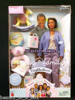 Grandpa Grandma Happy Family Barbie Doll African American NRFB Smashed Boxes AA
