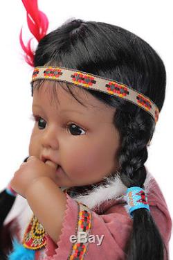 Handmade African American Baby Doll Black Silicone Vinyl Reborn Newborn Doll 20