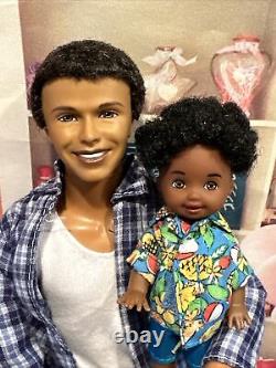 Happy Family Barbie Doll Dad & Son Alan & Ryan African-American Black Dolls HTF