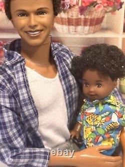 Happy Family Barbie Doll Dad & Son Alan & Ryan African-American Black Dolls HTF
