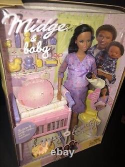 Happy Family Midge & Baby Barbie Doll African American Pregnant Belly Nursery