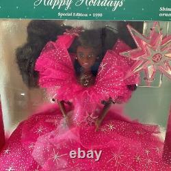 Happy Holidays Barbie African American 1990 Special Edition Pink & Gold Gown New