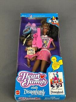 Heart Family Visits Disneyland Park Mom & Baby AA African American Barbie Doll