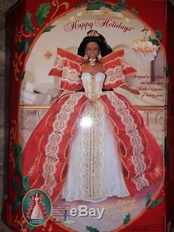Holiday Celebration Barbie Holiday Ornaments Lot of 4. African American NIB