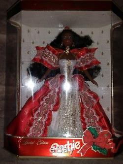 Holiday Celebration Barbie Holiday Ornaments Lot of 4. African American NIB