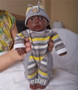 IVITA 11'' Lifelike Full Silicone Reborn Baby BOY African American Preemie Doll