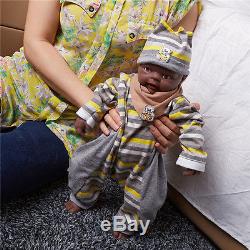 IVITA 18'' Silicone Reborn Baby Boy Doll African American Doll Can Take Pacifier