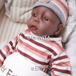 IVITA 20'' Reborn Baby Girl Silicone Reborn Baby African American Baby Doll