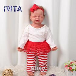 IVITA 22'' Flexible Full Silicone Reborn Dolls Root Hair Baby Girl Has Skeleton