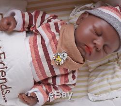 IVITA Lifelike 18'' African American Silicone Sleeping Reborn Baby GIRL Dolls
