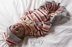 IVITA Lifelike 18'' African American Silicone Sleeping Reborn Baby GIRL Dolls