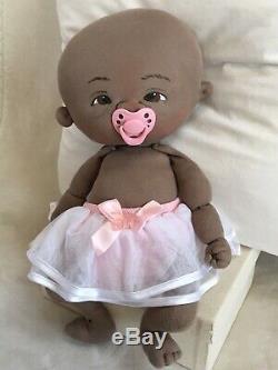 Jan Shackelford OOAK 2016 Diaper Derby Addie 19 African American Cloth Doll
