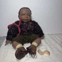 Joanne Gelin 16 African American Resin Signed Numbered Doll Backpack Damage