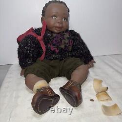 Joanne Gelin 16 African American Resin Signed Numbered Doll Backpack Damage