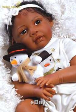 KIDS TOYS Lifelike Realistic Soft Vinyl Weighted 51cm Baby African American Doll