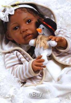 KIDS TOYS Lifelike Realistic Soft Vinyl Weighted 51cm Baby African American Doll