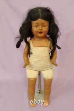 LOVELY 21 AFRICAN AMERICAN / BLACK COMPOSITION DOLL c1930