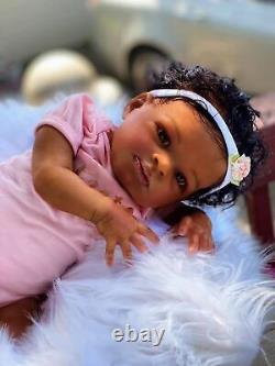 Lifelike Reborn Baby Dolls Black Girl Biracial African American Baby Doll, 20