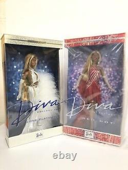 Lot 2 Diva Collection Red Hot Gone Platinum African American Barbie Doll Unopen