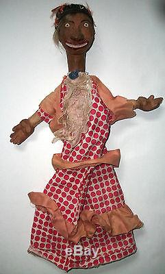 Lot 3 antique old African-American Doll Puppet Folk art wooden carving AAFA