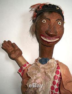 Lot 3 antique old African-American Doll Puppet Folk art wooden carving AAFA