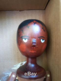 MINT 11 Peg Wood Doll made by Fred Laughon Signed ORIGINAL BOX African American