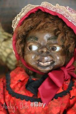 Mary McEwen Wax Doll, 21 IN, 1920's American Wax Doll, African American Doll