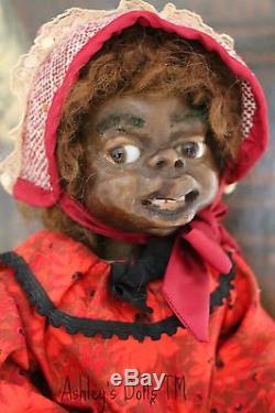Mary McEwen Wax Doll, 21 IN, 1920's American Wax Doll, African American Doll