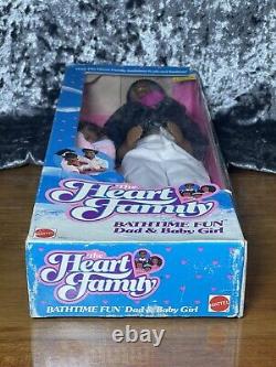 Mattel 1987 The Heart Family Bathtime Fun Dad & BABY Girl Dolls #4752 Rare