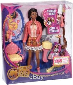 Mattel Barbie SIS Grace Doll Set Stylin Hair Curly Straight African American