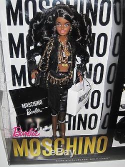 Moschino Barbie Doll 2015 Gold Label # DNJ32 African American Black AA Shirt Bag