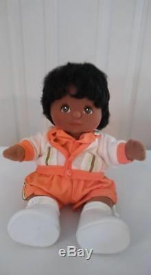 My Child Boy African American in Bright Orange Outfit, socks, and white shoes